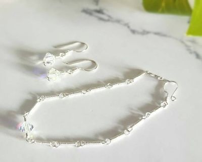 Alternate image for Vintage Crystal Sterling Silver Jewelry Set