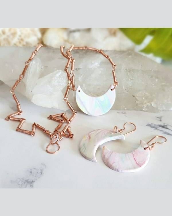 Alternate image for Polymer Clay Moon Copper Jewelry Set