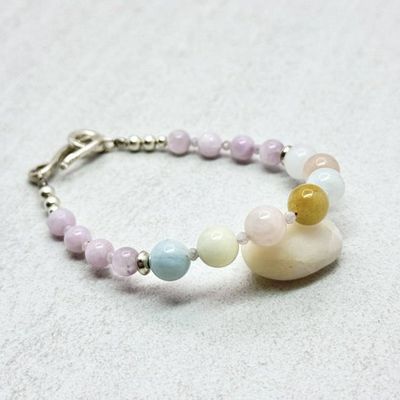 Alternate image for Kunzite & Morganite Sterling Silver Bracelet