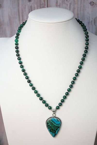 Alternate image for Emerald Tides Malachite and Chrysocolla Necklace