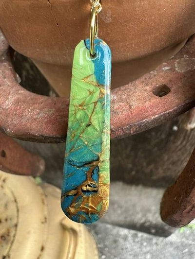 Alternate image for Labradorite Style Polymer Clay Earrings