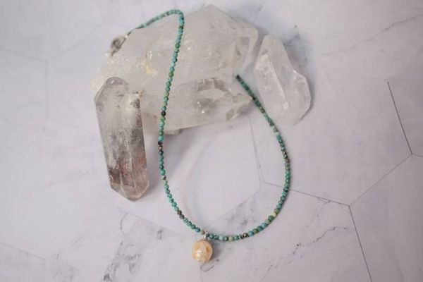 Alternate image for Tidal Spirit Turquoise and Carved Freshwater Pearl Necklace