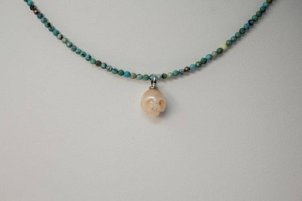 Alternate image for Tidal Spirit Turquoise and Carved Freshwater Pearl Necklace