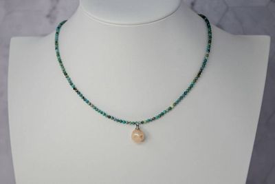 Alternate image for Tidal Spirit Turquoise and Carved Freshwater Pearl Necklace