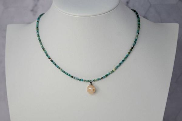 Alternate image for Tidal Spirit Turquoise and Carved Freshwater Pearl Necklace