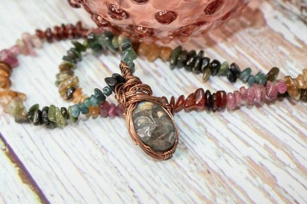 Alternate image for Bohemian Rainbow Tourmaline and Labradorite Talisman Necklace