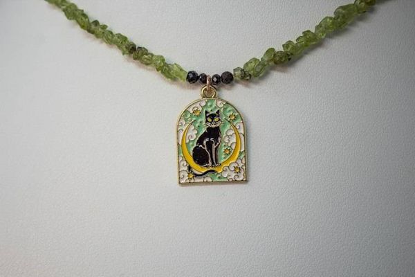 Alternate image for Midnight Familiar Peridot and Black Tourmaline Necklace