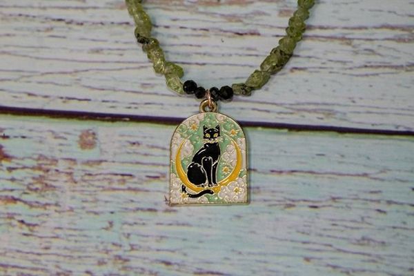 Alternate image for Midnight Familiar Peridot and Black Tourmaline Necklace