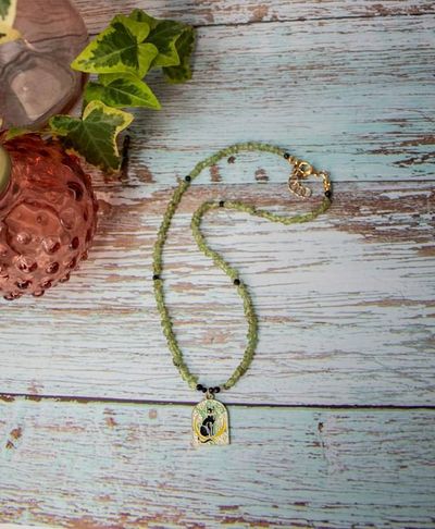 Alternate image for Midnight Familiar Peridot and Black Tourmaline Necklace