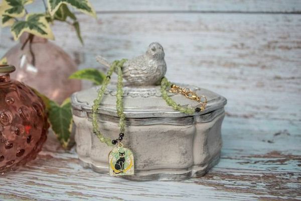 Alternate image for Midnight Familiar Peridot and Black Tourmaline Necklace