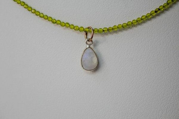 Alternate image for Moonlit Meadow Peridot and Rainbow Moonstone Necklace