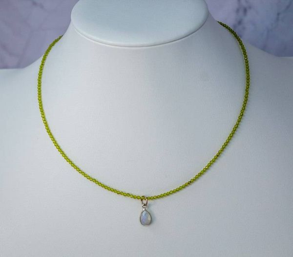 Alternate image for Moonlit Meadow Peridot and Rainbow Moonstone Necklace