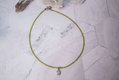 Alternate image for Moonlit Meadow Peridot and Rainbow Moonstone Necklace
