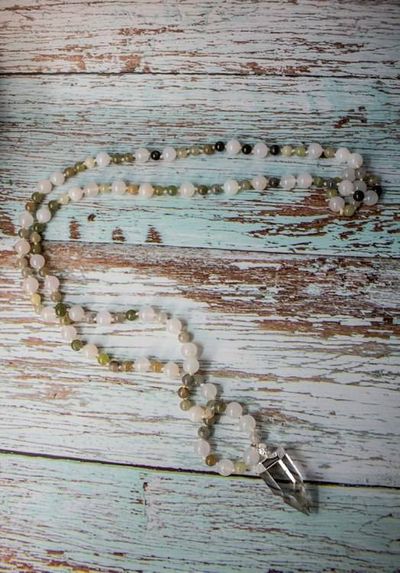 Primary image for Whispering Grove White Jade and Clear Quartz Crystal Point Necklace