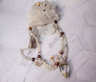 Primary image for Desert Moon Oracle Mookaite, Agate and Clear Quartz Crystal Point Necklace