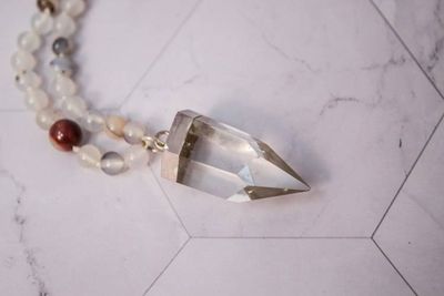 Alternate image for Desert Moon Oracle Mookaite, Agate and Clear Quartz Crystal Point Necklace