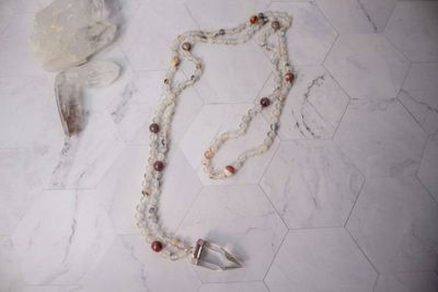 Alternate image for Desert Moon Oracle Mookaite, Agate and Clear Quartz Crystal Point Necklace