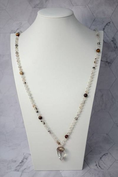 Alternate image for Desert Moon Oracle Mookaite, Agate and Clear Quartz Crystal Point Necklace