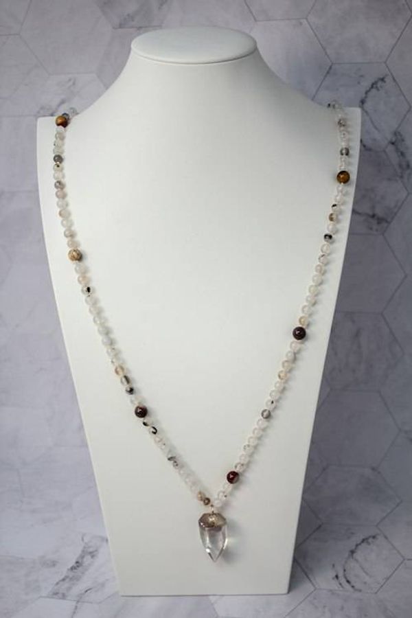 Alternate image for Desert Moon Oracle Mookaite, Agate and Clear Quartz Crystal Point Necklace