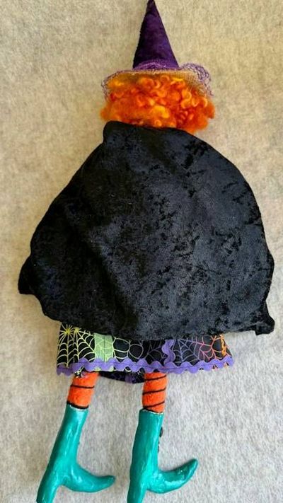 Alternate image for Witch Art Doll – Handmade Halloween Decor, handmade textile witch, meet Myrtle Tanglefoot