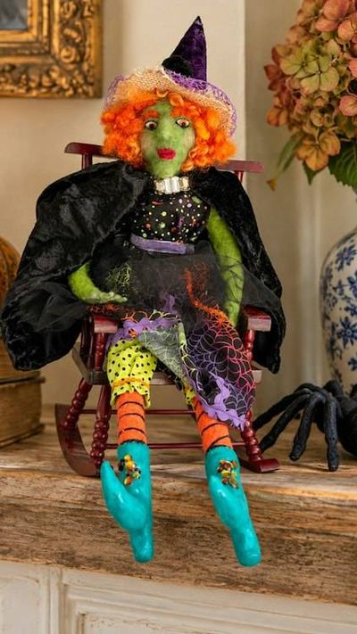 Alternate image for Witch Art Doll – Handmade Halloween Decor, handmade textile witch, meet Myrtle Tanglefoot