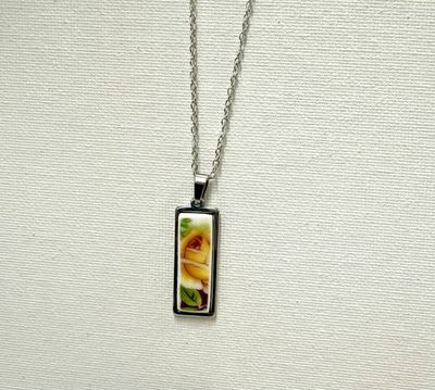 Alternate image for Vintage China Pendant/Necklace; Handmade Wearable Rose Artsy Jewelry from broken Fine Bone China