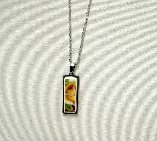 Alternate image for Vintage China Pendant/Necklace; Handmade Wearable Rose Artsy Jewelry from broken Fine Bone China