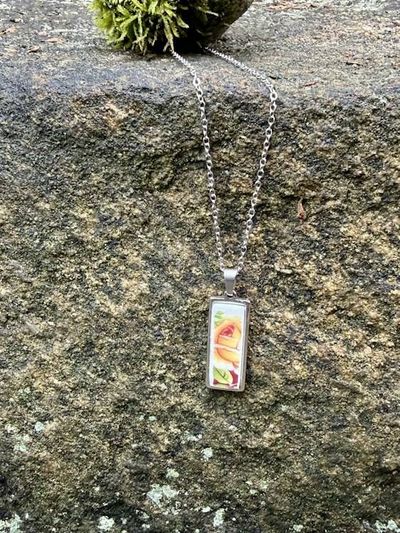 Alternate image for Vintage China Pendant/Necklace; Handmade Wearable Rose Artsy Jewelry from broken Fine Bone China