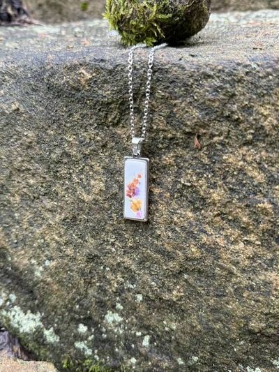 Alternate image for Broken China Pendant Necklace, Handmade Wearable Floral Artsy Jewelry from broken Fine Bone China
