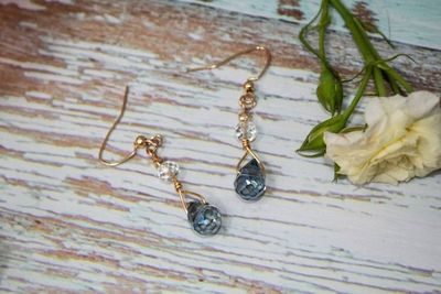 Alternate image for Midnight Cascade Blue Crystal and Clear Quartz Drop Earrings