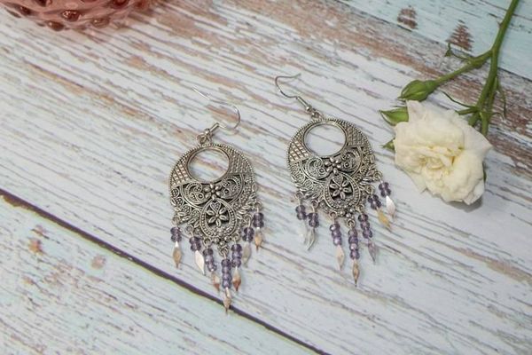 Alternate image for Amethyst Gypsy Dreams Silver-Plated Cubic Zirconia Fringe Earrings