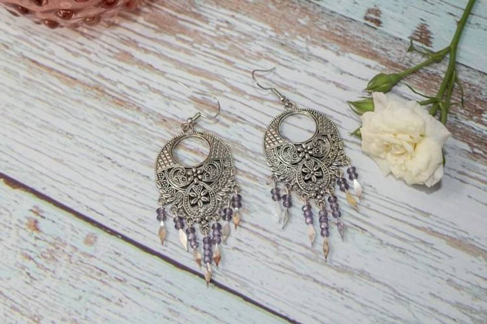 Amethyst Gypsy Dreams Silver-Plated Cubic Zirconia Fringe Earrings