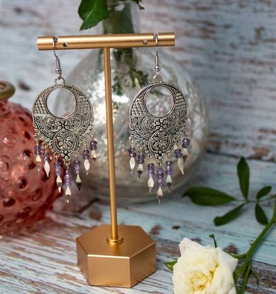 Alternate image for Amethyst Gypsy Dreams Silver-Plated Cubic Zirconia Fringe Earrings