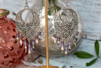 Alternate image for Amethyst Gypsy Dreams Silver-Plated Cubic Zirconia Fringe Earrings