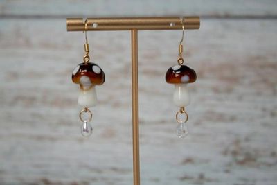 Alternate image for Enchanted Forest Foragers Cottagecore Mushroom Earrings