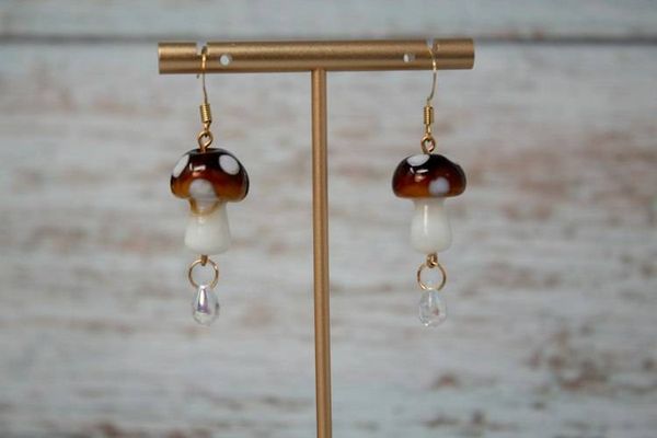Alternate image for Enchanted Forest Foragers Cottagecore Mushroom Earrings