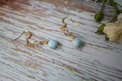Alternate image for Caribbean Sky Larimar and Clear Quartz Crystal Earrings