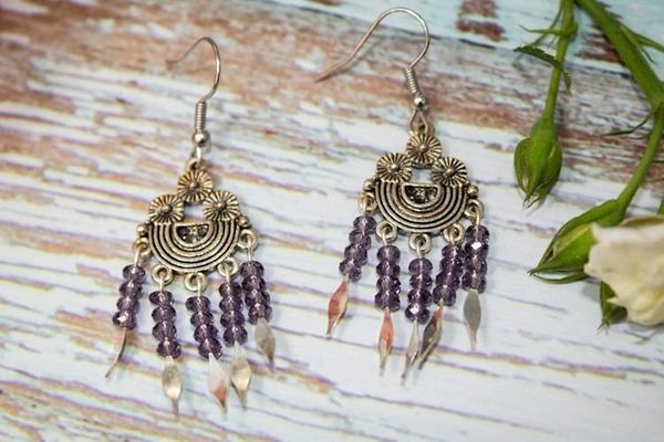 Alternate image for Midnight Gypsy Purple Cubic Zirconia Fringe Earrings