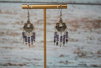 Alternate image for Midnight Gypsy Purple Cubic Zirconia Fringe Earrings