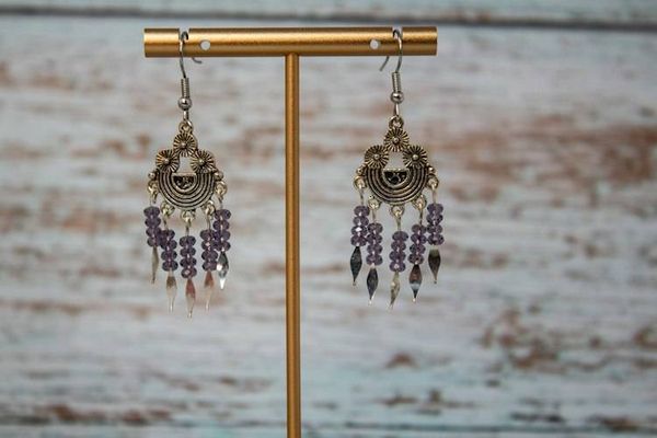 Alternate image for Midnight Gypsy Purple Cubic Zirconia Fringe Earrings