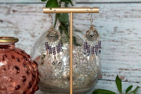 Alternate image for Midnight Gypsy Purple Cubic Zirconia Fringe Earrings