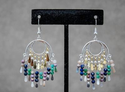 Alternate image for Bohemian Tides Two-Tone Multi Gemstone Chandelier Earrings