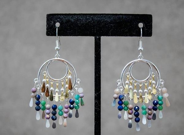 Alternate image for Bohemian Tides Two-Tone Multi Gemstone Chandelier Earrings