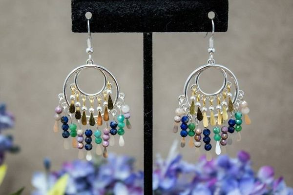 Alternate image for Bohemian Tides Two-Tone Multi Gemstone Chandelier Earrings