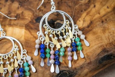 Alternate image for Bohemian Tides Two-Tone Multi Gemstone Chandelier Earrings