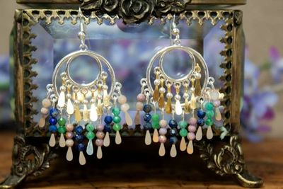 Alternate image for Bohemian Tides Two-Tone Multi Gemstone Chandelier Earrings