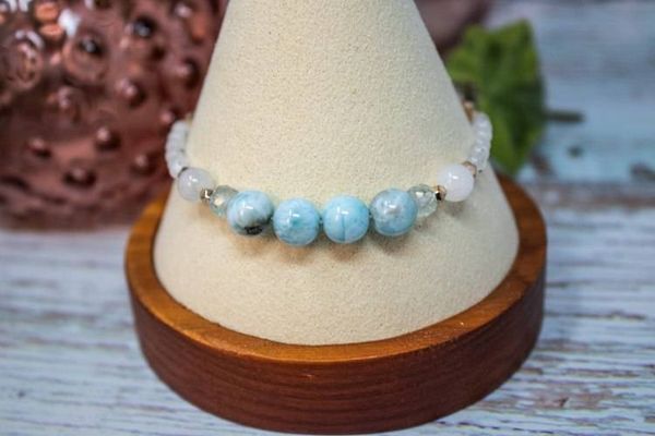 Alternate image for Celestial Tides Rainbow Moonstone and Larimar Bracelet