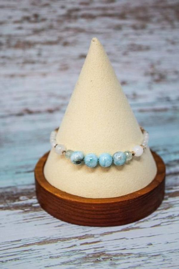 Alternate image for Celestial Tides Rainbow Moonstone and Larimar Bracelet