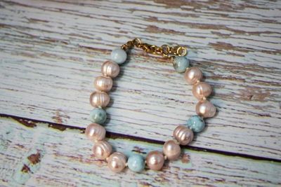 Primary image for Blush and Caribbean Blue Freshwater Pearl and Larimar Bracelet