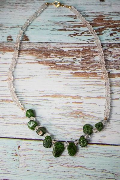Primary image for Woodland Elegance Faceted Clear Quartz and Chrome Diopside Nugget Necklace